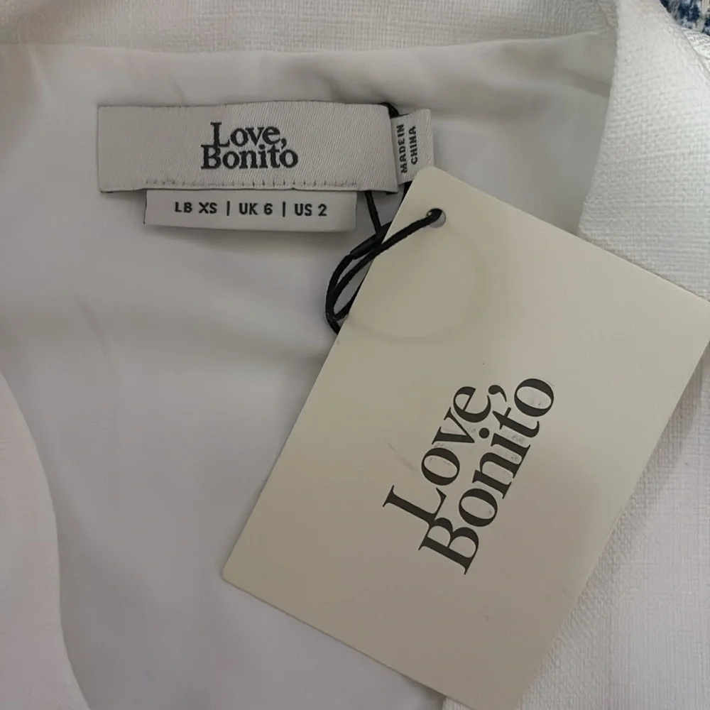 Love, Bonito Merlin Tweed Crop Vest in White SZ XS US 2 NWT - Picture 6 of 7